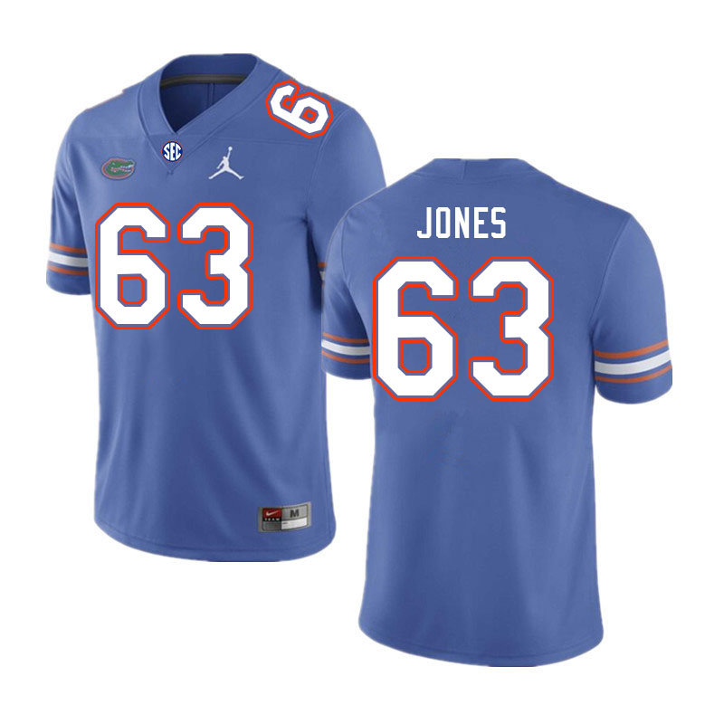 Men #63 Caden Jones Florida Gators College Football Jerseys Stitched Sale-Royal